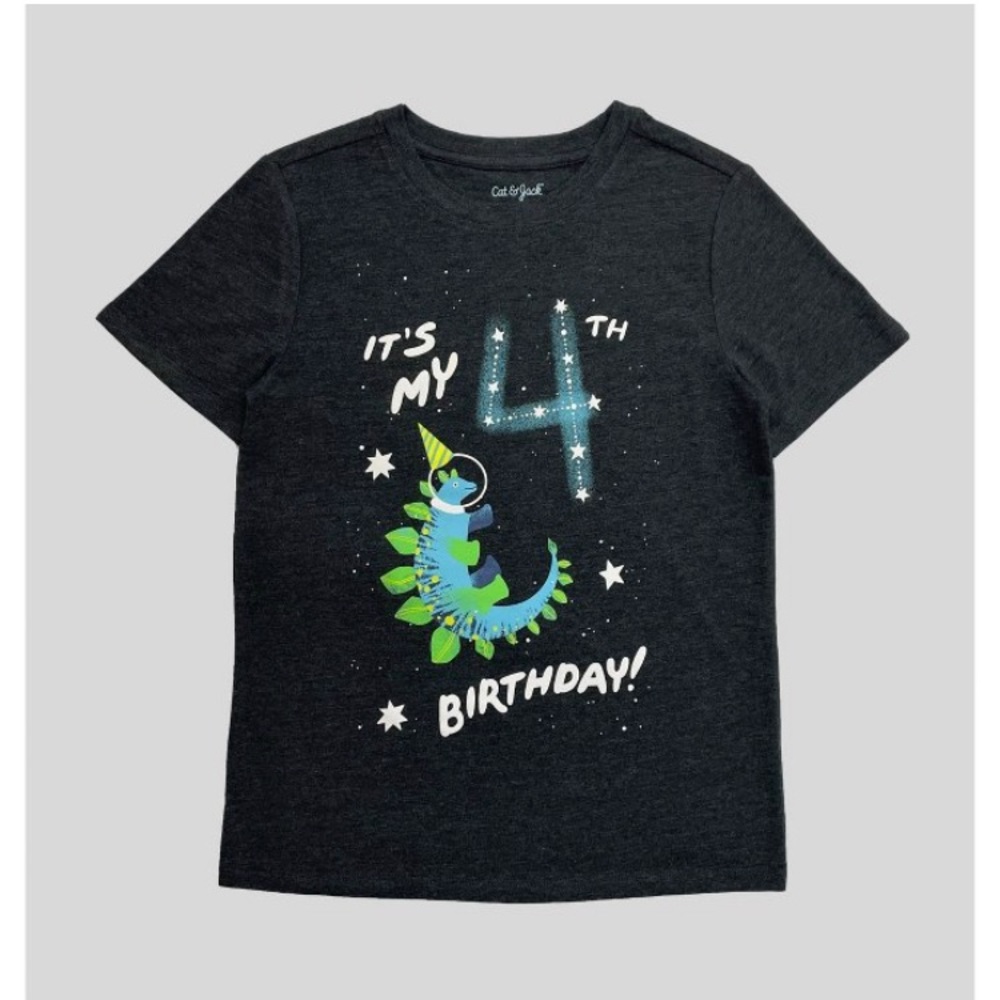 Short Sleeve 4th Birthday Graphic T-Shirt